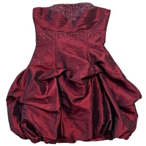 May Queen Beaded Mini Strapless Mini Dress Burgundy Red Size 8 Party Prom Hoco